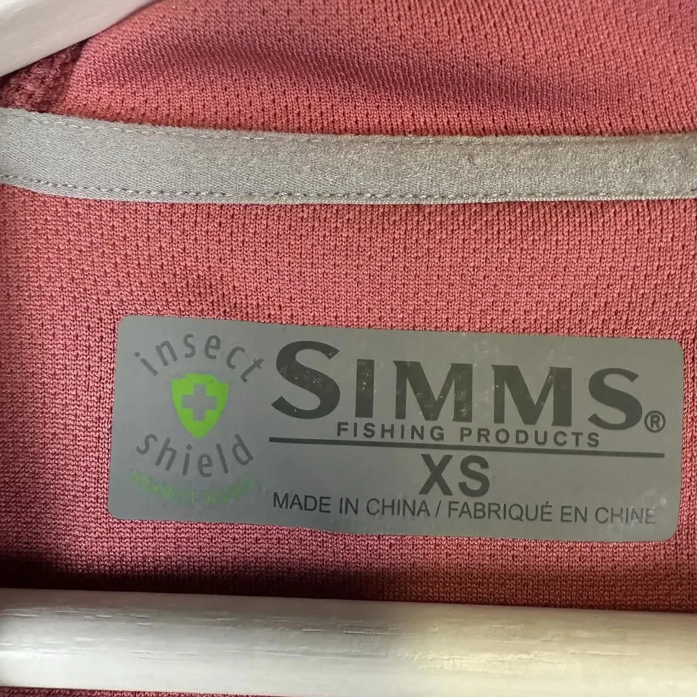 Simms Men's Size XS Insect Shield Red 1/4 Zip Pullover Fishing Shirt Long Sleeve